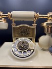 Vintage Western Electric Rotary Desk Telephone Gold Cream Ornate Victorian Style