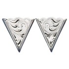 New  Western Collar Tips - Engraved - German Silver - Screw On 1 5 In X 1 25 In