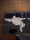 Three Vintage Ceramic French Michelin Man Tiles Af 6    By 6   