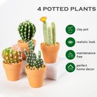 Mini Artificial Cactus Plants In Terracotta Pots 4 Pcs Potted Faux Succulents   