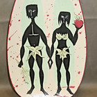 Rare Adam   Eve W Apple Nude Platter Plate Dish Holland Mold Mcm Ceramic 13 75   
