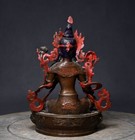 8  China Old Tibetan Buddhism Temple Bronze Gilt Green Tara Bodhisattva Statue