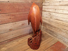 Vintage Large Wooden Hand Carved Dolphin Tropical Coastal Decor Fish Figurine