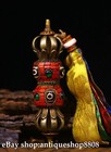 6  Old Tibet Buddhism Bronze Dzi Tianzhu Beads Phurba Dagger Holder Statue