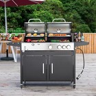 Gas Charcoal Outdoor Grill Bbq Combo Dual Fuel Propane Stainless Steel