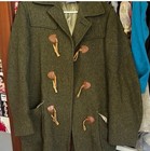 Olive Green Wool-style Duffle Coat With Leather Toggle Closures