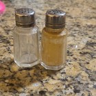 Gemco Mini Glass Salt   Pepper Shakers Set Of 2 Clear silver Metal Lids