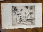 Vintage Rare H m  Luquiens Hand Signed Hawaii Beach Etching Print  1881-1961 