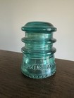 Hemingray-10 Made In Usa Aqua teal Blue Glass  Insulator High-voltage Threaded