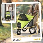 Pawhut Dog Jogger Stroller W  One-hand Fold  Rubber Wheels  Yellowish Green