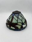 Vtg Tiffany Style Multi-colored Stained Glass Lamp Shade  Dragonfly Bead