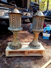 Rare Pair Of Vintage 24  Heavy Solid Brass Pagoda Lanterns  Convertible 