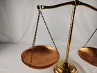 Vintage Mcm 70s Brass   Copper  Balance Scales Of Justice apothecary  16 tx18 w