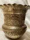 Vintage Brass  Vase Hand Made In India  Decorated With Elephants And Florals 4 5
