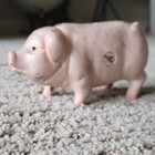 Antique Cast Iron Pig Piggy Coin Bank Original Screw Pink Red