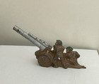 Vintage Barclay Cast Metal Toy 2 Soldiers W gas Masks Firing A Cannon