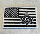 Masonic Logo Black Flag Embroidered Patch Iron-on Freemason Square Compass Mason