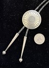 Vintage Navajo Sterling Silver Round Concho Bolo Tie 35 Inches