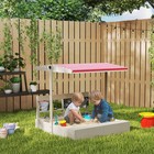 Outsunny Kids Wooden Sandbox With Canopy  Kitchen Toys  Seat  For Outdoor