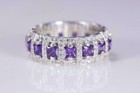 Eternity Band Wedding Ring 2 26ct Princess Cut Lab-created Amethyst 925 Silver