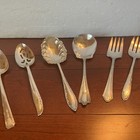 Lot Of 6 Antique  Vintage Silver Plate Serving Pieces Meat Forks  Serving Spoons