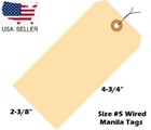 Size 5 Manila Inventory Shipping Hang Tags With Wire 2 3 8  X 4 3 4  Wired Tags