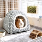 Cozy Guinea Pig Hideout Bed For Small Animals - Grey