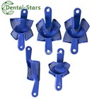 50pairs Dental Impression Trays Plastic Steel Perforated Tray Blue Upper   Lower