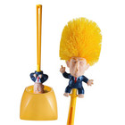 Funny Yellow Hair Cartoon Toilet Brush With Holder   Creative Bathroom Cleaner  