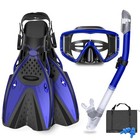 Mask Fins Snorkeling Gear For Adults Men Women  Panoramic View Ml xl 9-13  Blue