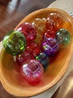 Art Glass Orb Ball Hand Blown Ornaments Lot Of 12 Pink  Purple  Yellow  Green