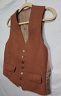 Vintage Waistcoat Vest 38r Medium Rust Orange Twill Wool Blend V-neck No Tags