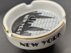 Vintage New York City Souvenir Miniature Ashtray Trinket Dish Gold Rim Skyline