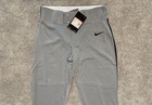 Nike Vapor Select Baseball Pants Gray Dark Blue Piping Bq6443-057 Boys Large New