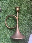 Vintage Silvestri Brass French Horn Candlestick Holder Hong Kong 6 5   