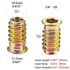 80pcs 1 4 -20 Threaded Inserts For Wood Hex Drive Nut Assortment Furniture Repai