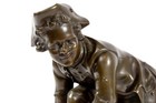 Exquisite Antique French Bronze Sculpture Of A Boy With Skates Late 19th Century