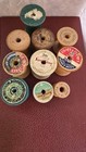 Lot  Of 10 Vintage Wooden Thread Spools Various Brands   Sizes Empty
