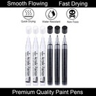 Black Paint Pens  6 Pack 0 7mm Acrylic Black Permanent Marker  white Paint Pens 