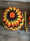 Vintage Crochet Throw Pillows 70 s Groovy Retro Handmade With Crochet Flowers