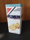 Vintage Nabisco Premium Saltine Crackers Collectible Advertising Tin White Blue
