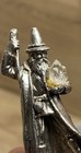 Vintage Pewter Wizard Figurine Crystal Staff Fantasy Mage J c  1991 Stone Base