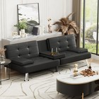 Jummico Futon Sofa Bed Faux Leather Couch Bed Modern Convertible Folding