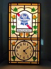 Vintage Pabst Blue Ribbon Beer Lighted Wall Clock  Bar Sign
