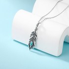 925 Sterling Silver Turquoise Feather Pendant Necklace - Boho Native American