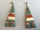 Santo Domingo   Kewa  Multi Stone Dangle Earrings  Double Sided  Turquoise
