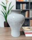 Elegant 12-inch Korean Celadon Vase  Pale Blue  Inscribed Florals