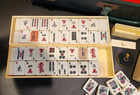 Vtg Mahjong Set 172 Cream White Tiles In Trays   4 Catalin Bakelite Racks