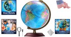 Illuminated 8-inch World Globe With Wooden Stand - Educational   Decorative Gift