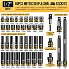 40 Pcs 1 2  Drive Impact Socket Set  Metric  8-24mm  Deep   Shallow Socket Set